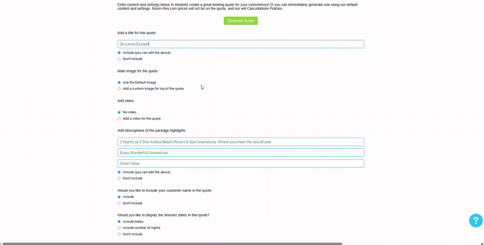 Room-Res Quote Builder image upload option